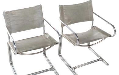 Pair of Cosco Mid Century Modern Upholstered and Chromed Metal Cantilever Chairs