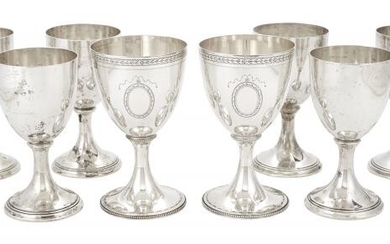 Pair of English George III Style Sterling Silver Goblets