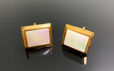 Pair of Mother of Pearl Gold Tone Cuff Links