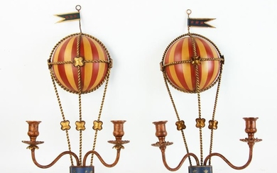 Pair of Painted Metal Balloon Motif Wall Sconces