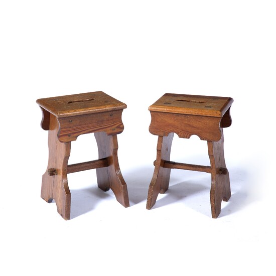 Pair of pitch pine joint stools