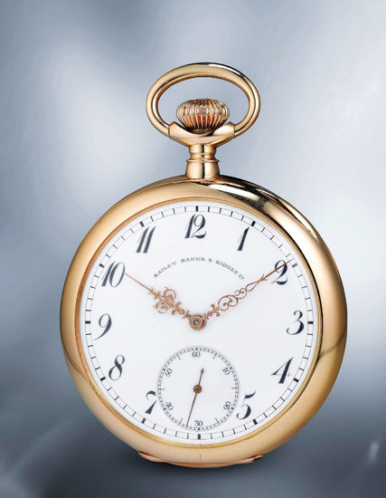 Patek Philippe, A large, attractive and well-preserved yellow gold openface watch with enamel dial, subsidiary seconds and guillaume balance