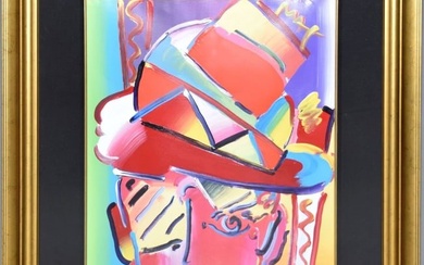 Peter Max Mixed Media Acrylic Boy with Hat, signed upper right. sheet size 27 x 21 inches. overall