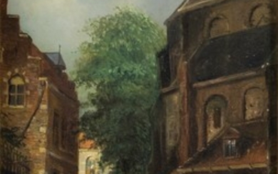 Petrus Gerardus Vertin (1819-1893), streetview, oil on panel, signed -28...