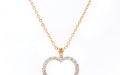 Plated 18KT Yellow Gold 0.22ctw Diamond Heart Pendant with Chain