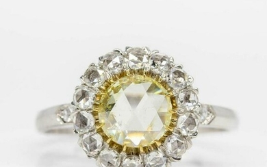 Platinum Rose Cut Diamonds Engagement Ring