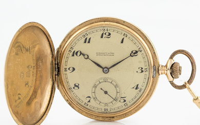 Pocket watch, 14K, "Engström Stockholm", 18K gold chain, hunter, 51.5 mm