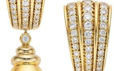 Poiray Diamond, Gold Earrings, French Stones