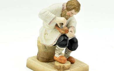 Popov, 19c Russian Porcelain Figurine Shoe Maker