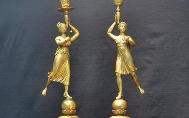 (Pr) FRENCH EMPIRE STYLE CANDLE STICKS