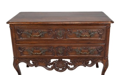 Provincial Louis XV Carved Fruitwood Commode