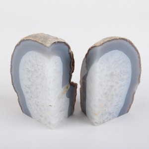 Quartz and Agate Filled Geode Bookends