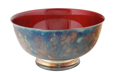 REED & BARTON ENAMELED AND SILVER PALTED LARGE BOWL