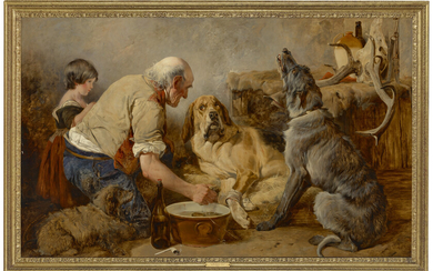 RICHARD ANSDELL, R.A. (BRITISH, 1815-1885) The wounded hound