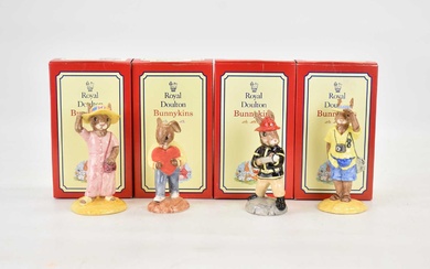 ROYAL DOULTON; four boxed 'Bunnykins' figures comprising DB268 'American Firefighter',...