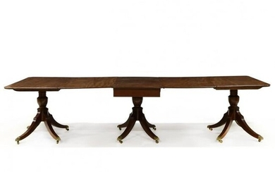 Regency Style Mahogany Triple Pedestal Dining Table
