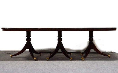 Reproduction mahogany triple pedestal table