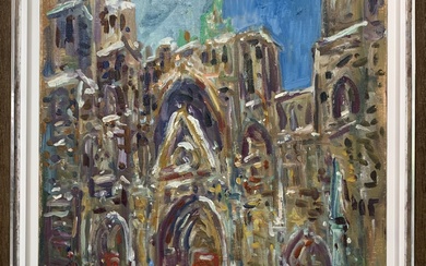 Roland DUBUC (1924-1998) "la cathédrale de Rouen" Huile sur toile signée en bas à droite...