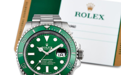 Rolex. A Stainless Steel Chronograph Bracelet Watch with Green Dial and Date, Complete with Box, Certificate, 4 Extra Links and Swing Tag