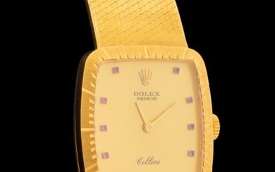 Rolex Cellini 18K Yellow Gold Ruby Dial Watch