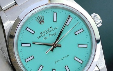 Rolex Mens Air-King Watch 34Mm Custom Tiffany Dial Smooth Oyster...