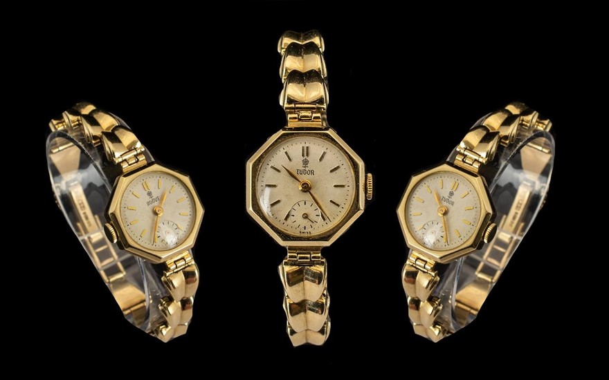 Rolex Tudor Ladies Mechanical Hand Wind 9ct Gold Octagonal S...