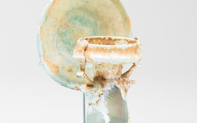 Roman Glass Perfume Bottle and Plate