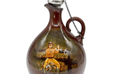Royal Doulton Kingsware Mendoza Flask with Sterling Stopper