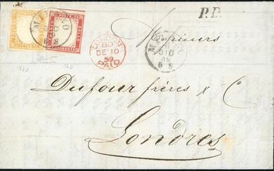 SARDEGNA-GRAN BRETAGNA 1859 - 80 cent. giallo ocra pallido, 40...