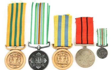 SOUTH AFRICAN ARMY & POLICE SERVICE MEDAL LOT OF 5