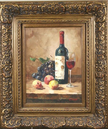 STILL LIFE WITH WINE PAINTING