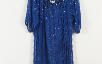 SWEE LO NY SHEER BLUE SILK DRESS WITH SEQUIN DETAIL,...