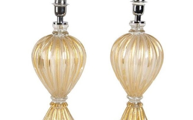 Set of 2 bases for table lamp by Barovier (attr)