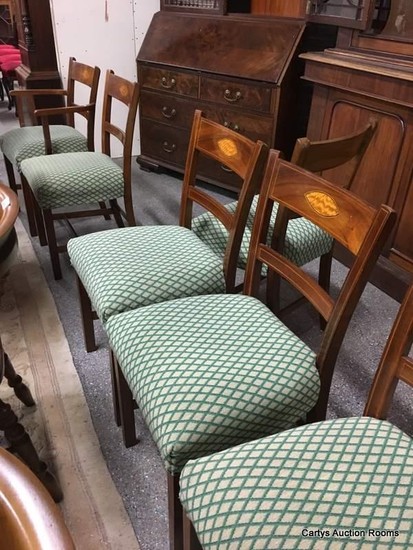 Set of 6 +2 Inlaid Vict style Dining Chairs