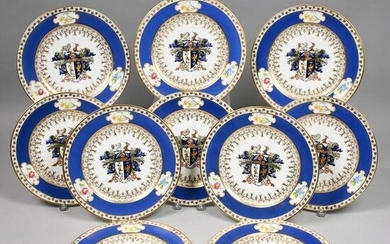 Set of Twelve French Porcelain 'Armorial' Plates