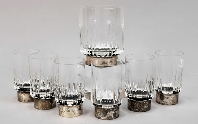 Seven-piece glass set with silver