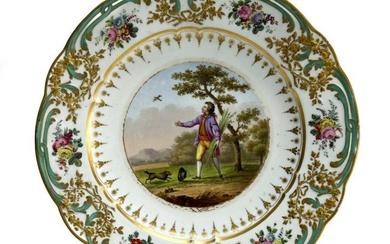 Sevres France Hard Paste Porcelain Cabinet Plate, 18th Century. Genre Scene