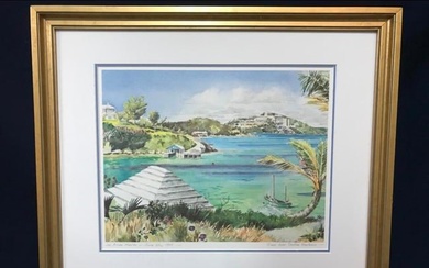 Signed Limited Lithograph, View Over Castle Harbour, Bermuda