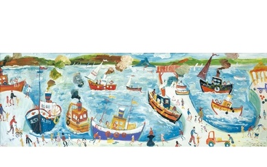 Simeon STAFFORD (1956) Newlyn Boats Oil on panel, signed, fu...
