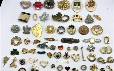 Sixty Six [66] Assorted Costume Jewelry Pins. Brooches