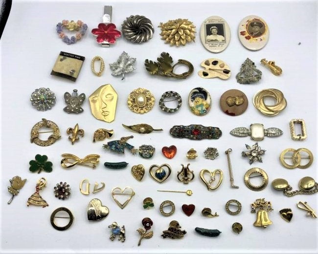 Sixty Six [66] Assorted Costume Jewelry Pins. Brooches