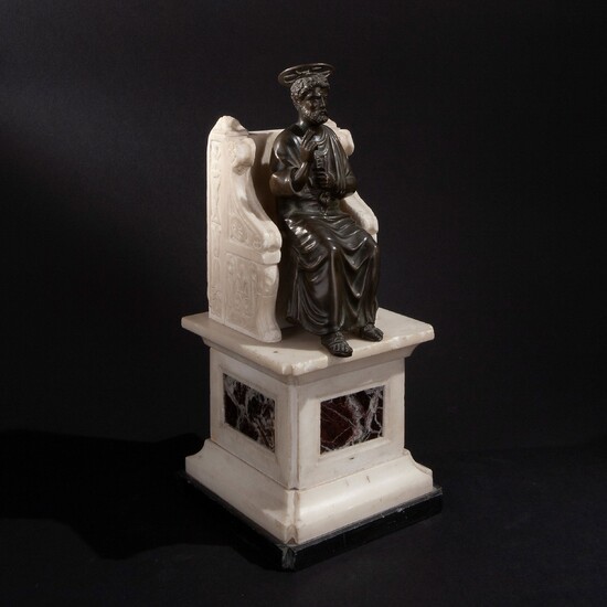 St. Peter Enthroned bronze sculpture, Italy 19th century