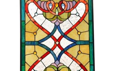 Stained Art Glass Jeweled Hanging Window