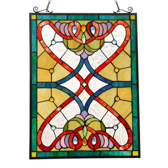 Stained Art Glass Jeweled Hanging Window