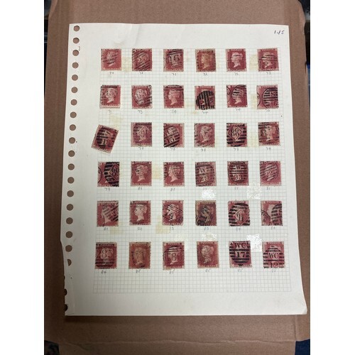 Stamps: Five sheets of 1d red stamps
