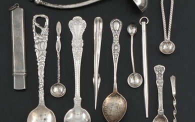 Sterling Silver Salt, Demitasse, Sauce Spoons, Pencil Holders and Cufflinks