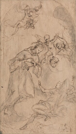 Studio con frate francescano e il Bambino sul globo, Alessandro Maganza (Vicenza, 1556 - Vicenza, 1630) School of