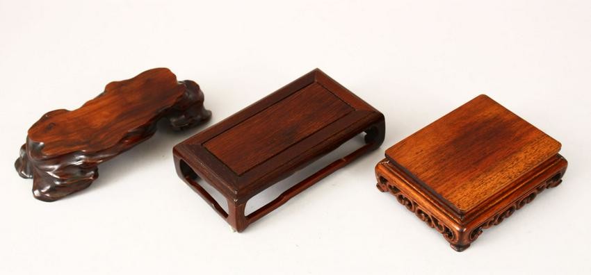 THREE GOOD 19TH CENTURY CHINESE CARVED HARDWOOD STANDS
