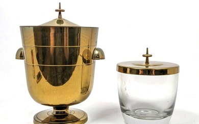 TOMMI PARZINGER Brass Ice Bucket. One Glass. One Brass.