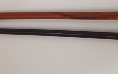 TWO CHINESE SILVER MOUNTED WALKING CANES